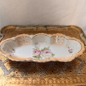 Floral Scalloped Ceramic Dish